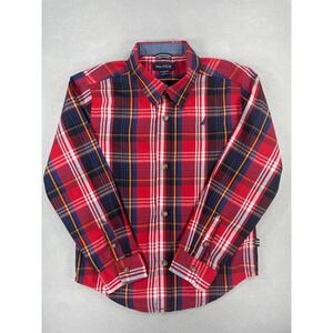Nautica Red Plaid Button Down‎ Long Sleeve Shirt Boys XL 7